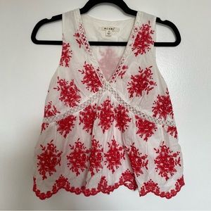 Francesca's Miami Red Embroidered Tank Top XS